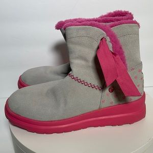 UGG winter boots pink grey size 6